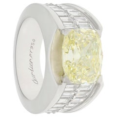 CARTIER Platinum, Cushion-Cut Fancy Yellow Diamond Ring