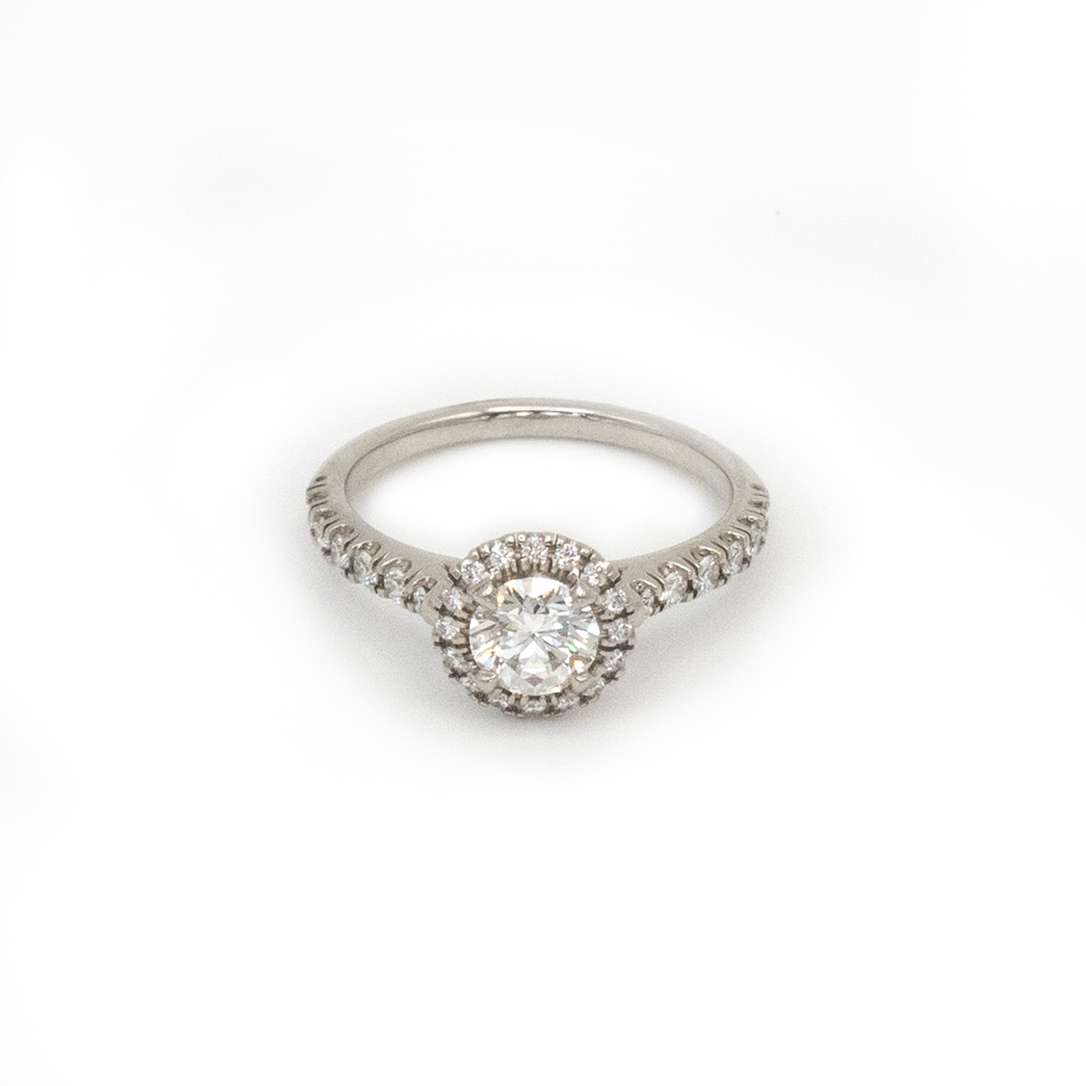 Round Cut Cartier Platinum Destinée Solitaire GIA Certified Diamond Ring For Sale