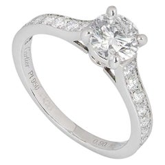 Cartier Platinum Diamond 1895 Solitaire Ring 0.90 Carat E/VS2 GIA Certified