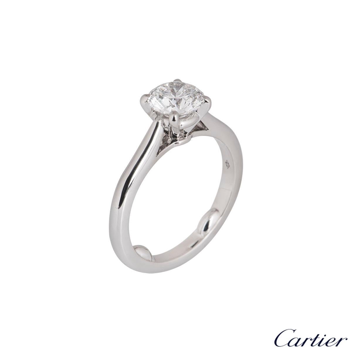 Round Cut Cartier Platinum Diamond 1895 Solitaire Ring 1.16ct G/VVS1 GIA Certified