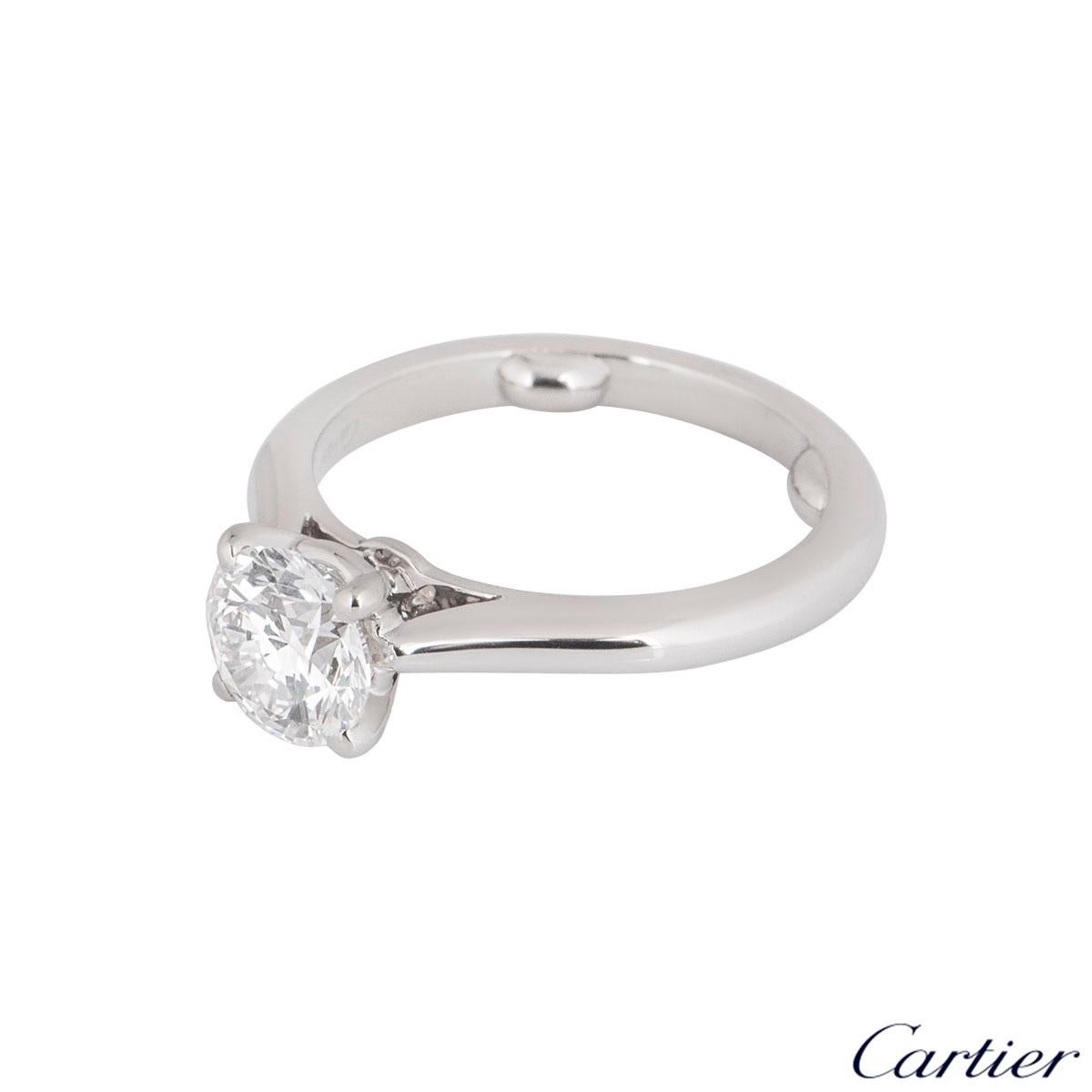 Cartier Platinum Diamond 1895 Solitaire Ring 1.16ct G/VVS1 GIA Certified In Excellent Condition In London, GB