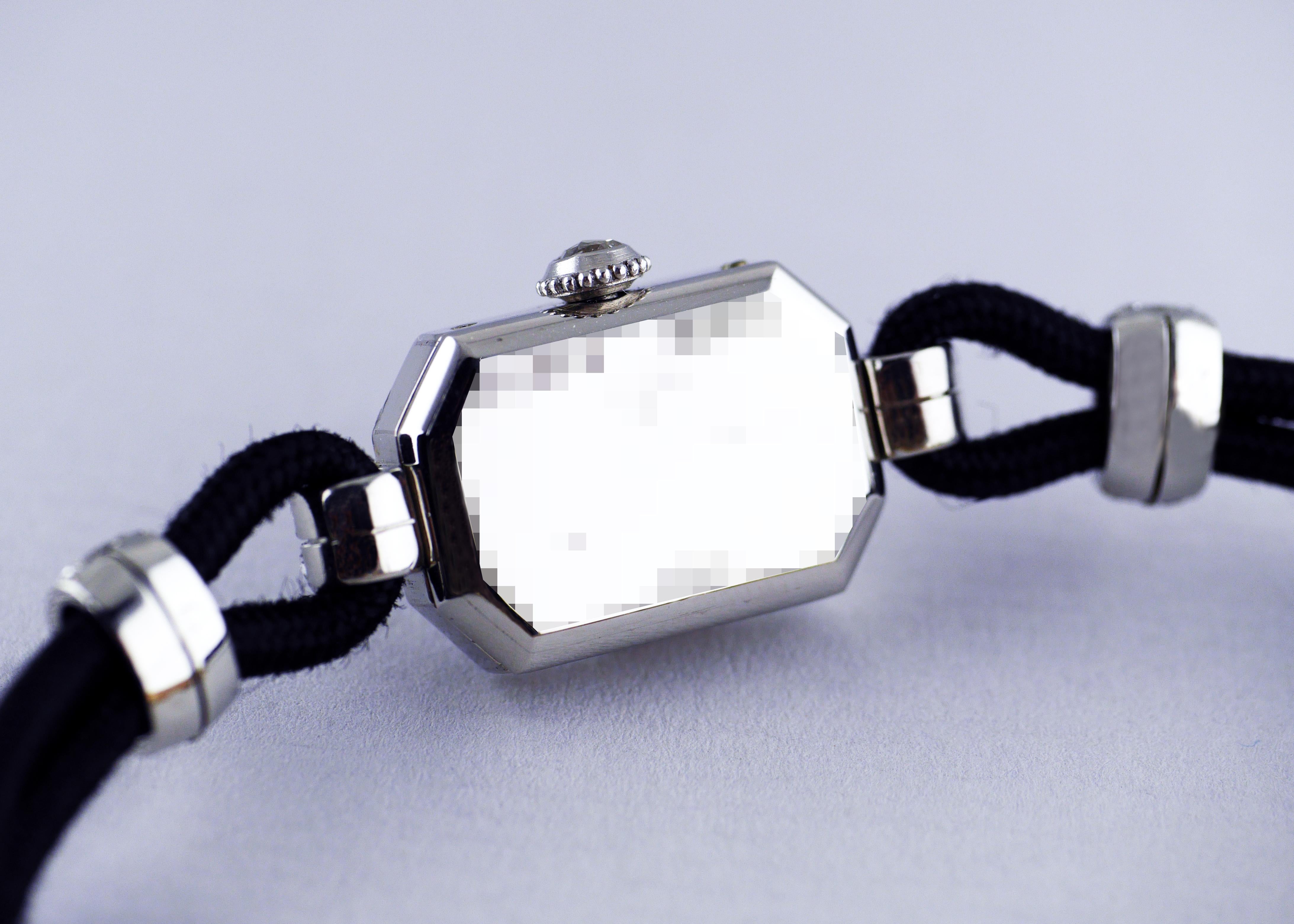 Cartier Platinum Diamond Art Deco Wristwatch, circa 1925 6