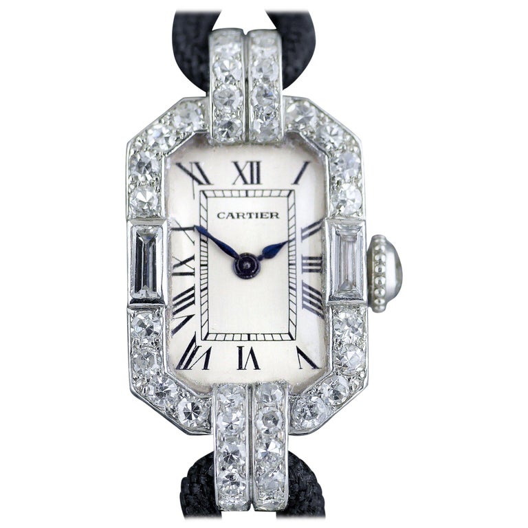 Cartier Platinum Diamond Art Deco Wristwatch, circa 1925 For Sale at ...