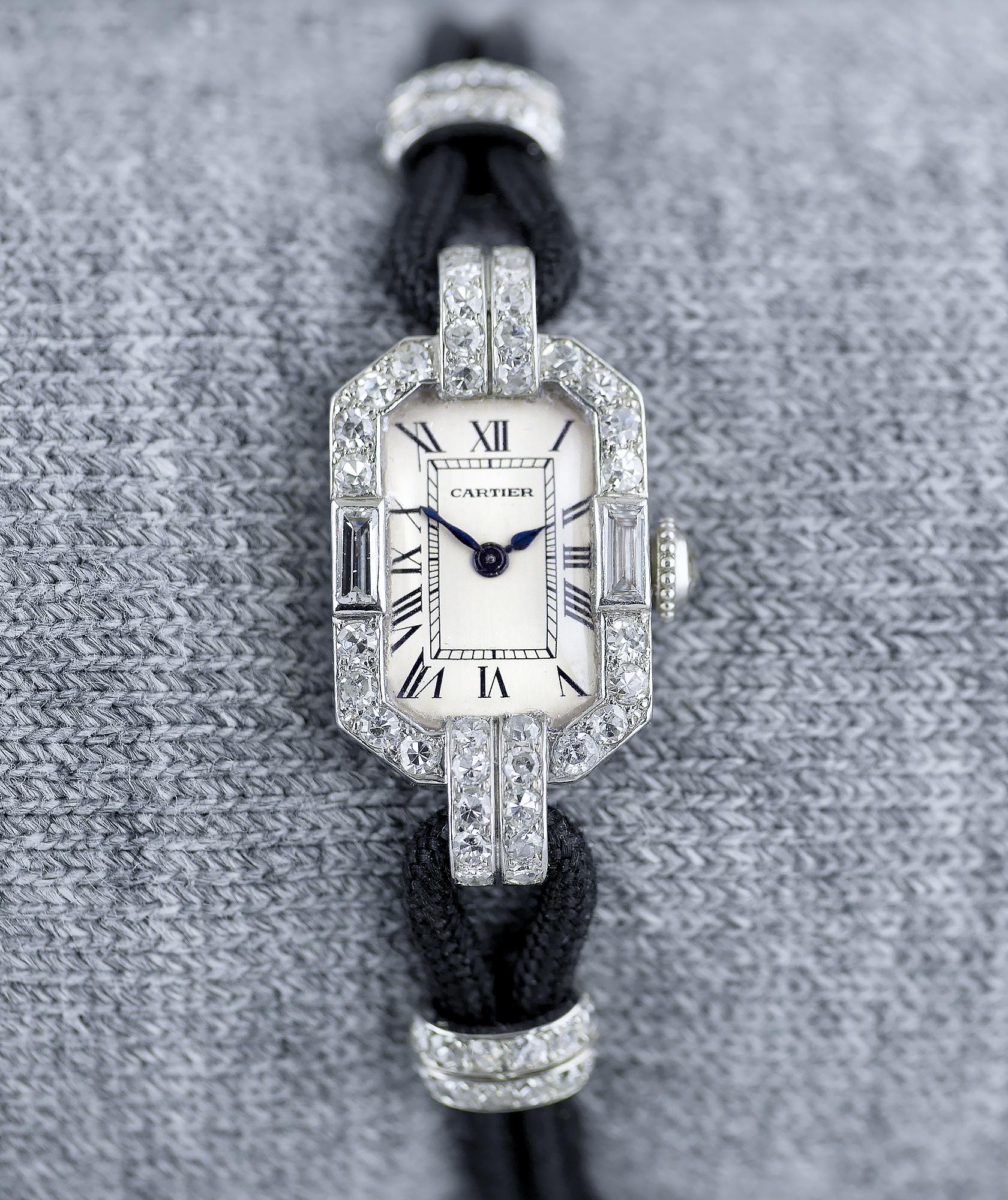 Cartier Platinum Diamond Art Deco Wristwatch, circa 1925 In Excellent Condition In London, GB