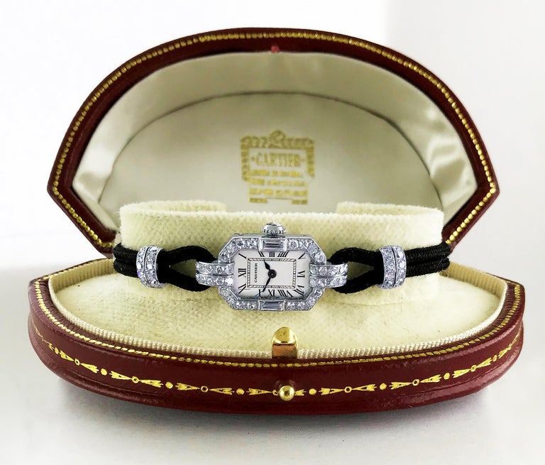 Cartier Platinum Diamond Art Deco Wristwatch, circa 1925 For Sale at ...