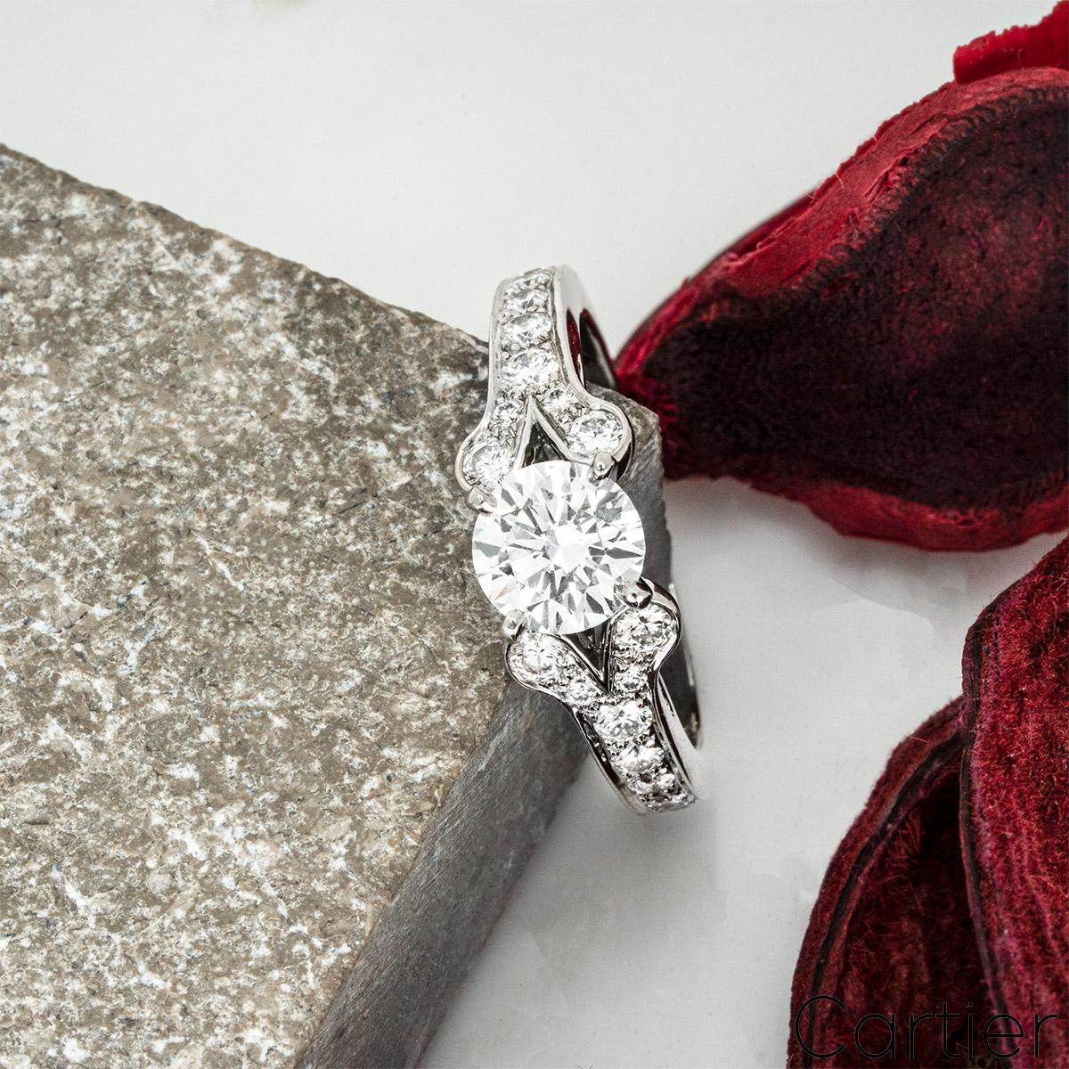 Cartier Anello solitario di platino con diamante Ballerine 0,9ct D/IF XXX in vendita 5