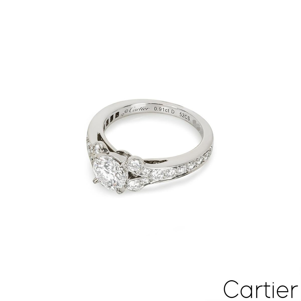 Cartier Anello solitario di platino con diamante Ballerine 0,9ct D/IF XXX In condizioni ottime in vendita a London, GB