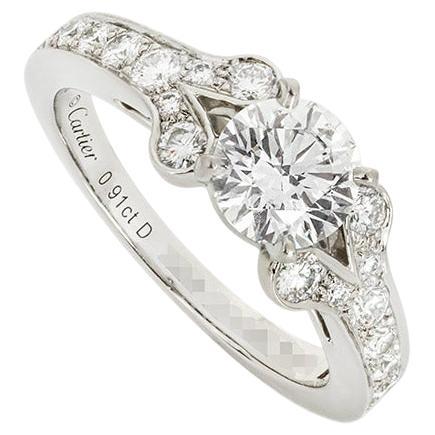 Cartier Platin-Diamant Ballerine Solitär-Ring 0,91 Karat D/IF XXX