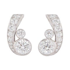 Cartier Platinum Diamond Earrings 1.63 Carat