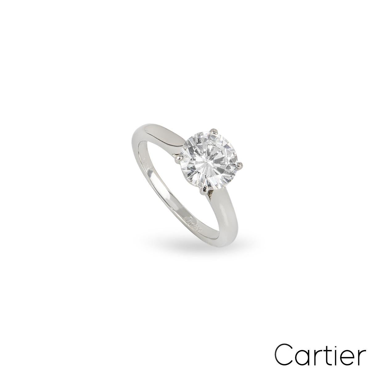 Taille ronde Cartier, bague de fiançailles en platine avec diamant 1,51 carat D/VVS2 certifié GIA en vente