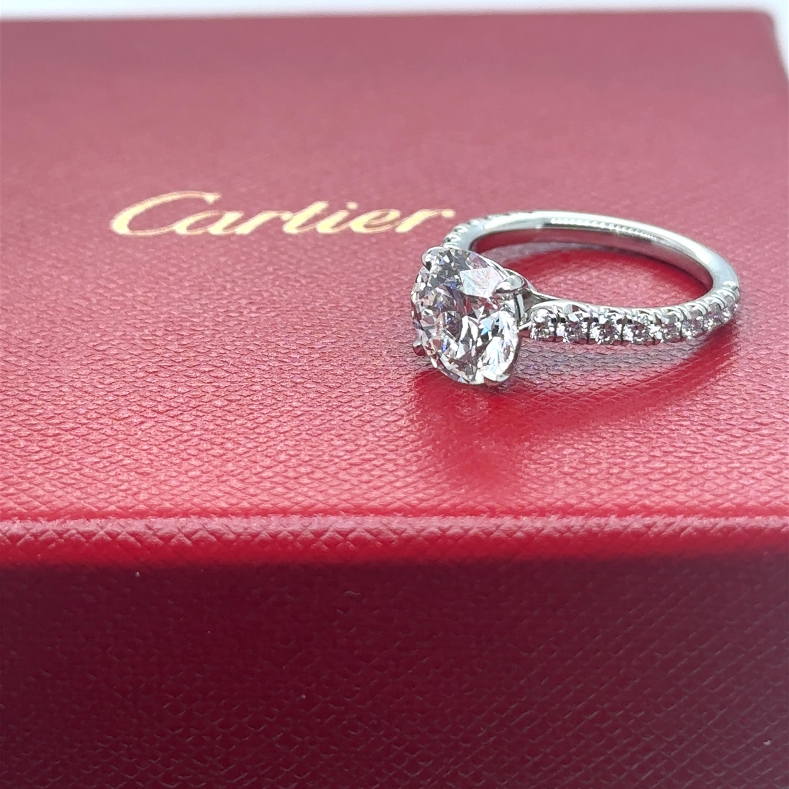 Cartier Platinum Diamond Engagement Ring 3.43ct 5.5g 9