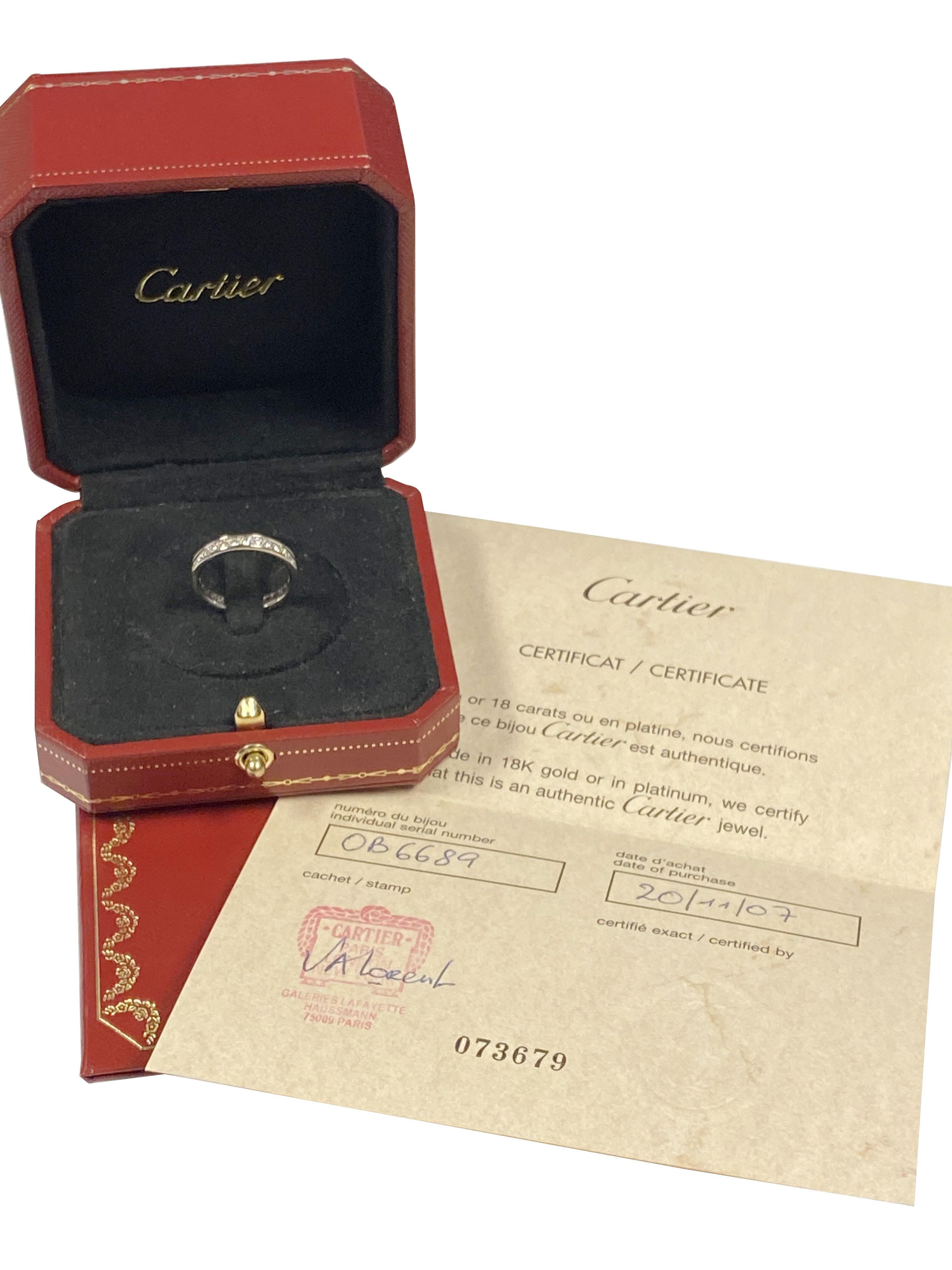 Women's or Men's Cartier Platinum Diamond Eternity Band Ring
