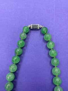 Cartier Platinum Diamond Large Jadeite Bead Necklace