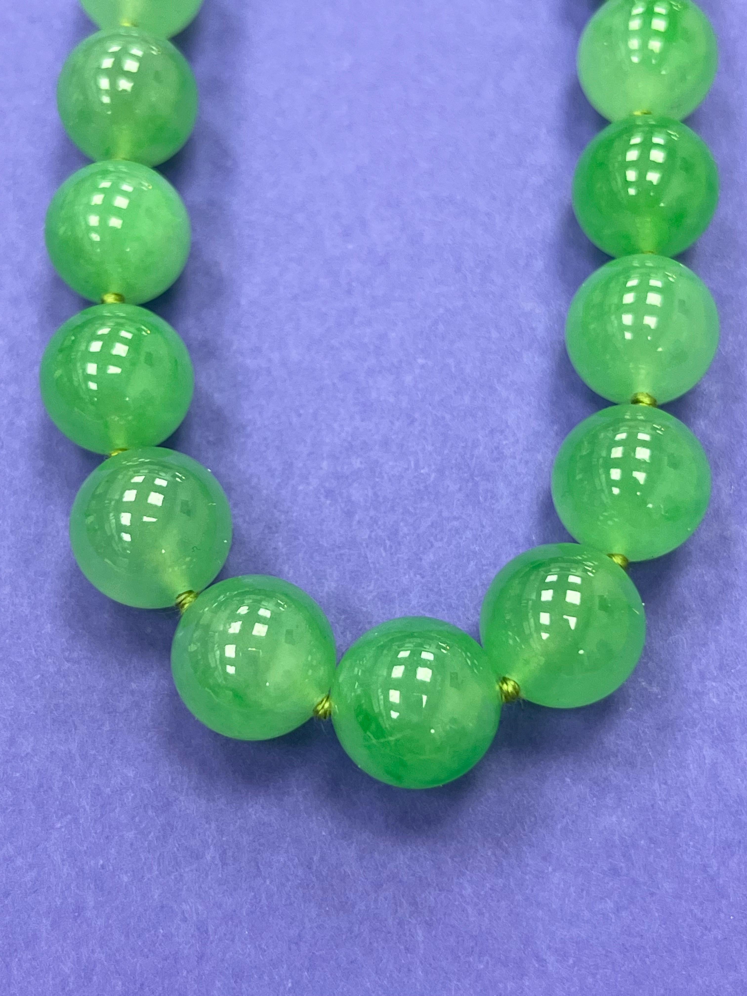 Women's or Men's Cartier Platinum Diamond Large Jadeite Bead Necklace