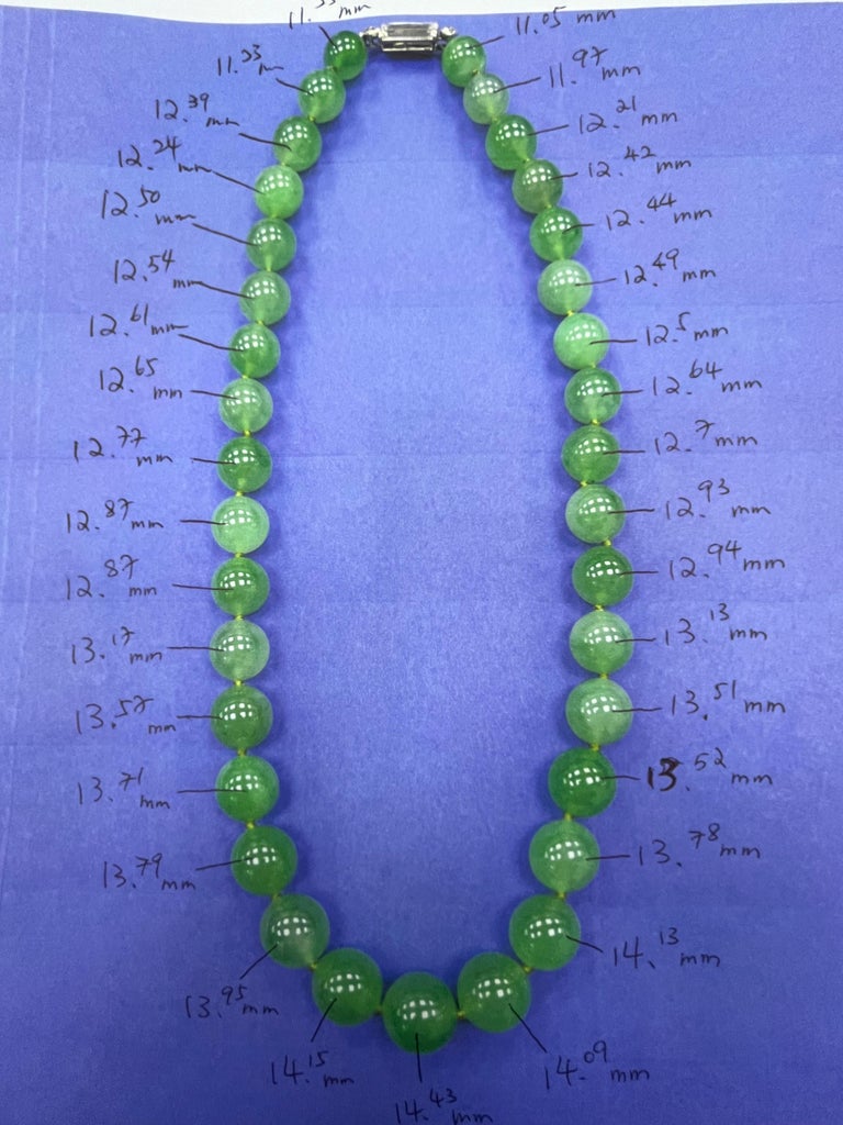 Cartier Platinum Diamond Large Jadeite Bead Necklace at 1stDibs