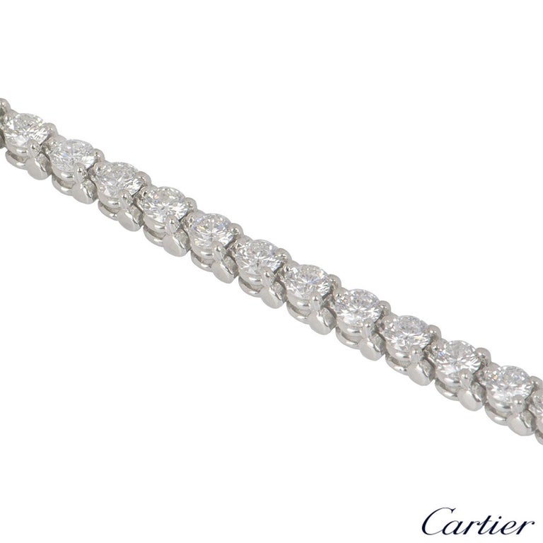 Cartier Platinum Diamond Line Tennis Bracelet 4.60 Carat at 1stDibs