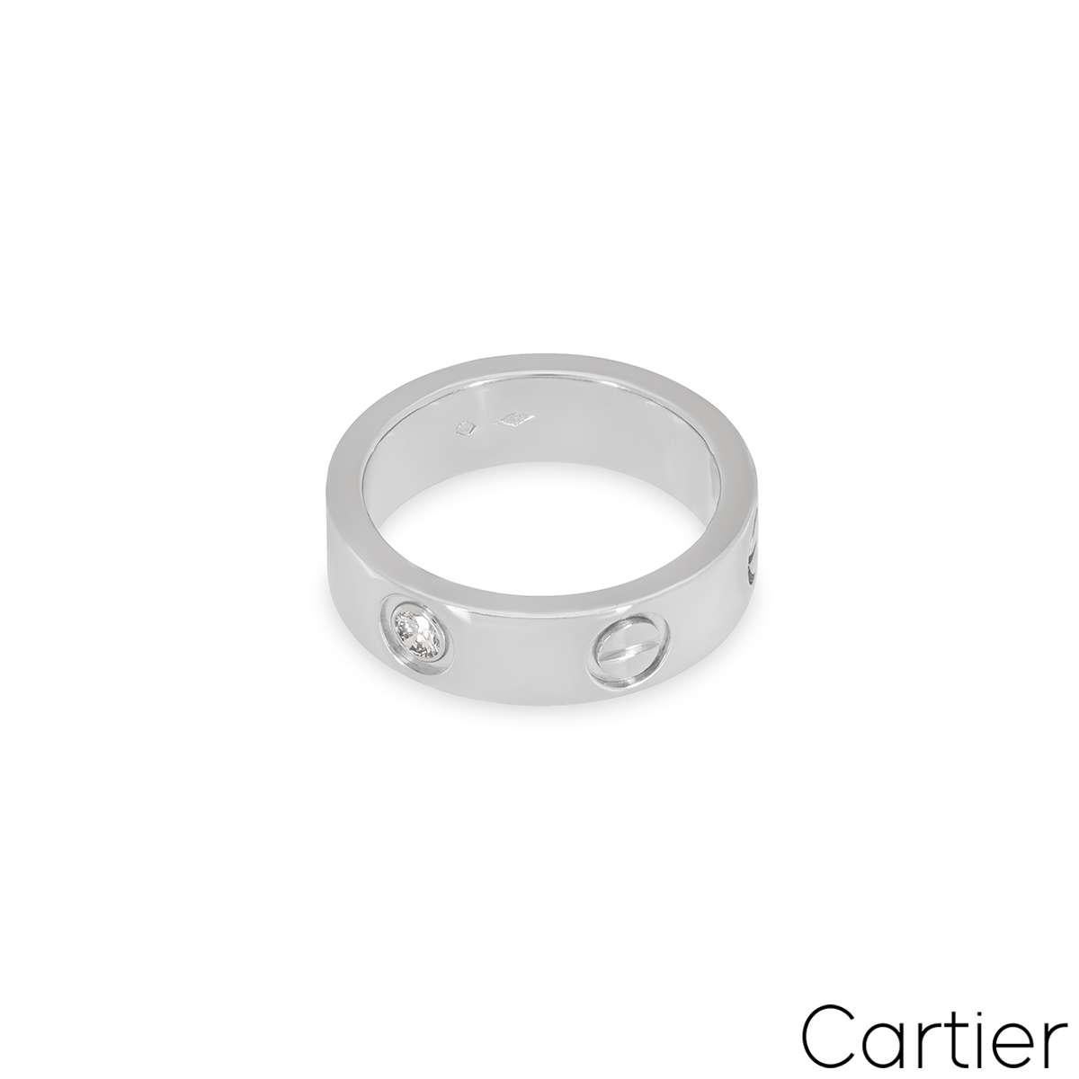Cartier Platinum Diamond Love Ring Size 51 B4046700 In Excellent Condition For Sale In London, GB