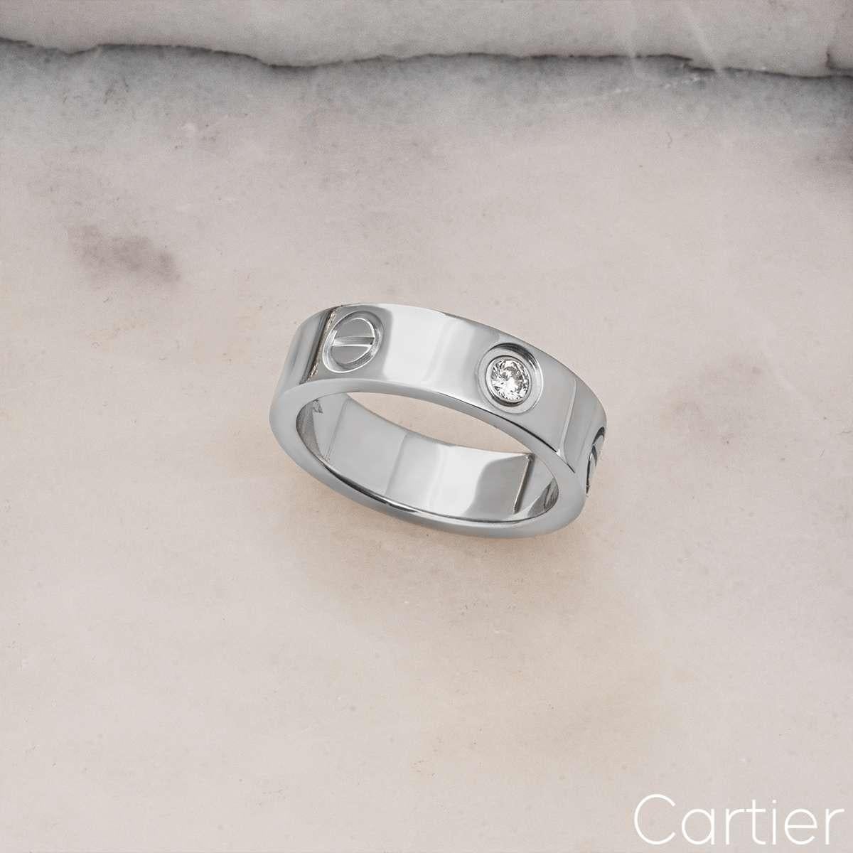 Cartier Platinum Diamond Love Ring Size 51 B4046700 For Sale 1