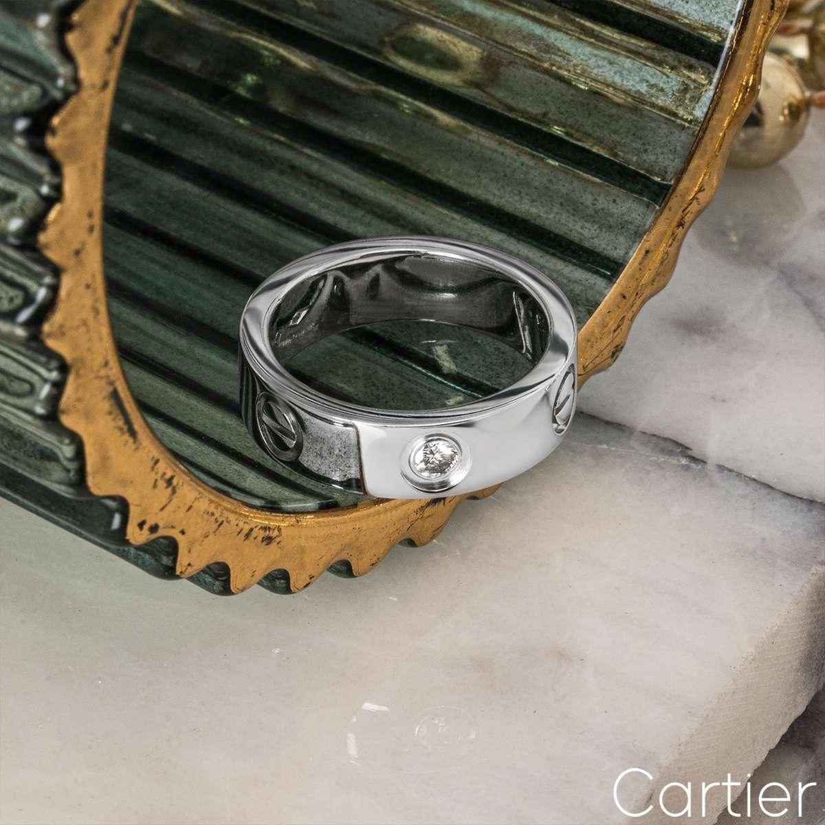 Cartier Platinum Diamond Love Ring Size 51 B4046700 For Sale 2