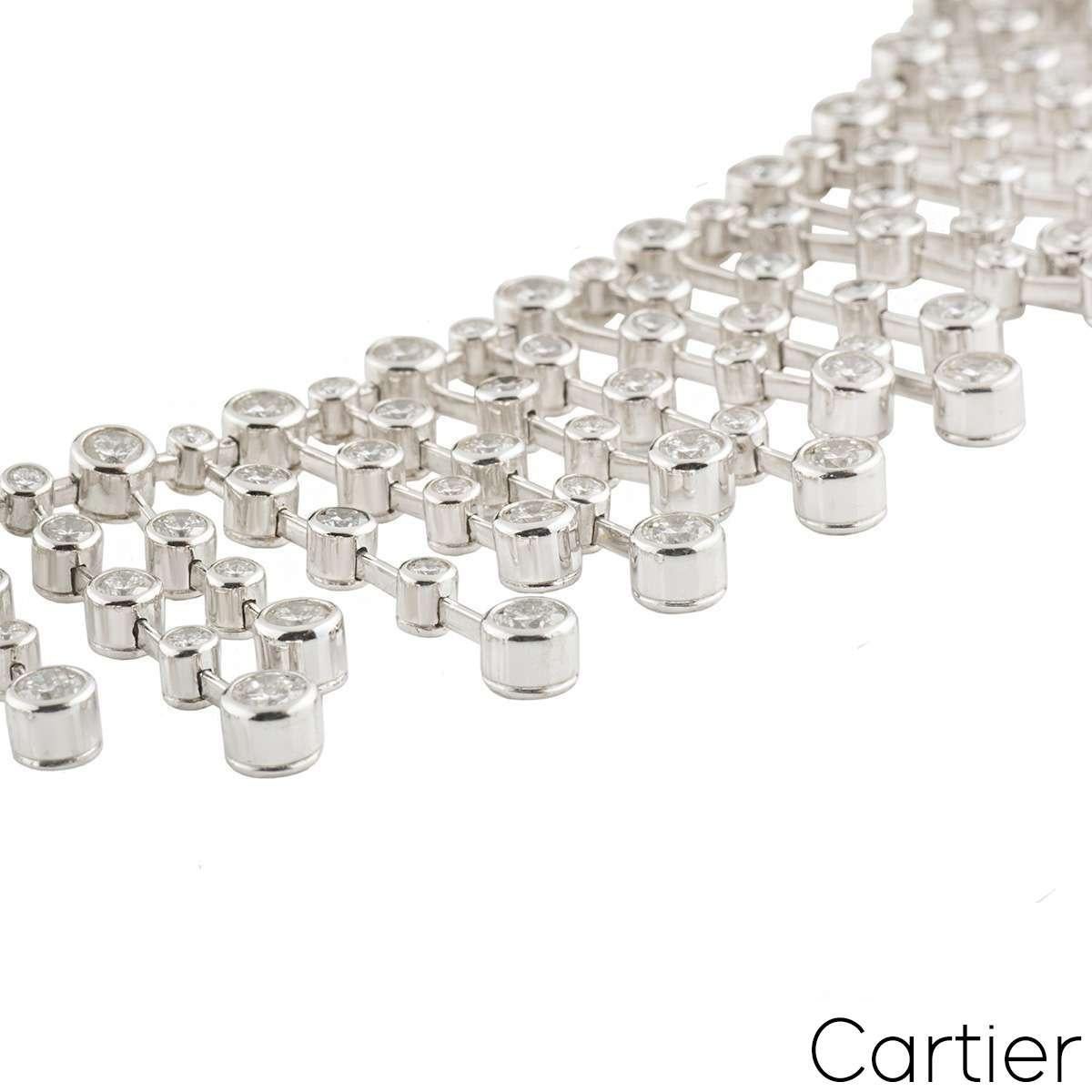 Round Cut Cartier Platinum Diamond Necklace 60.00ct D/VVS For Sale