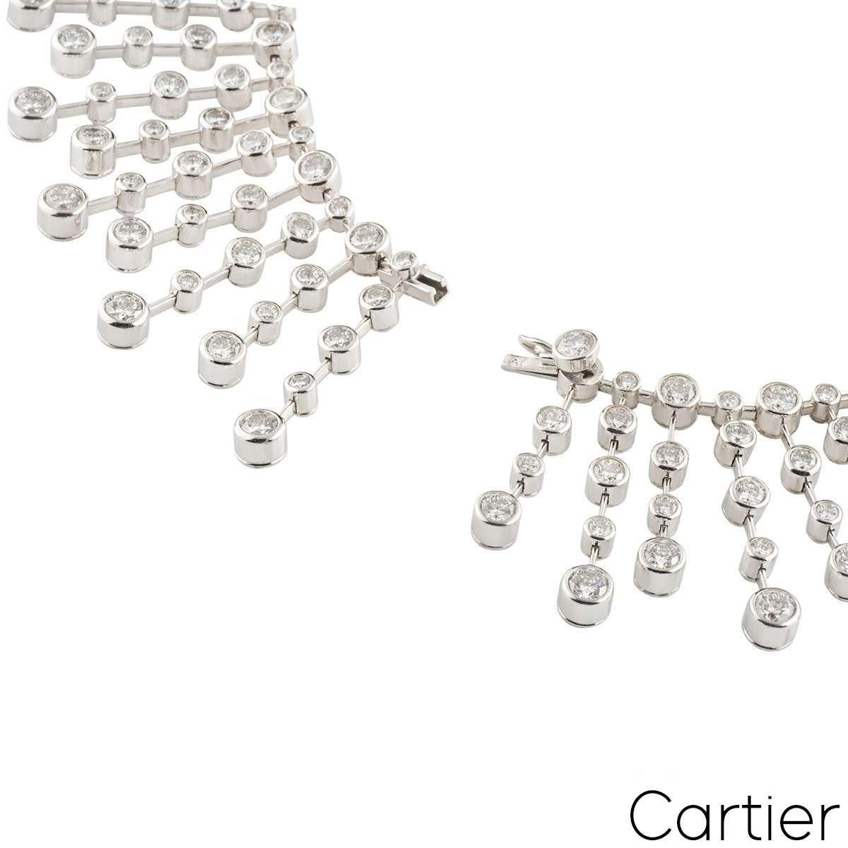 Women's Cartier Platinum Diamond Necklace 60.00ct D/VVS For Sale