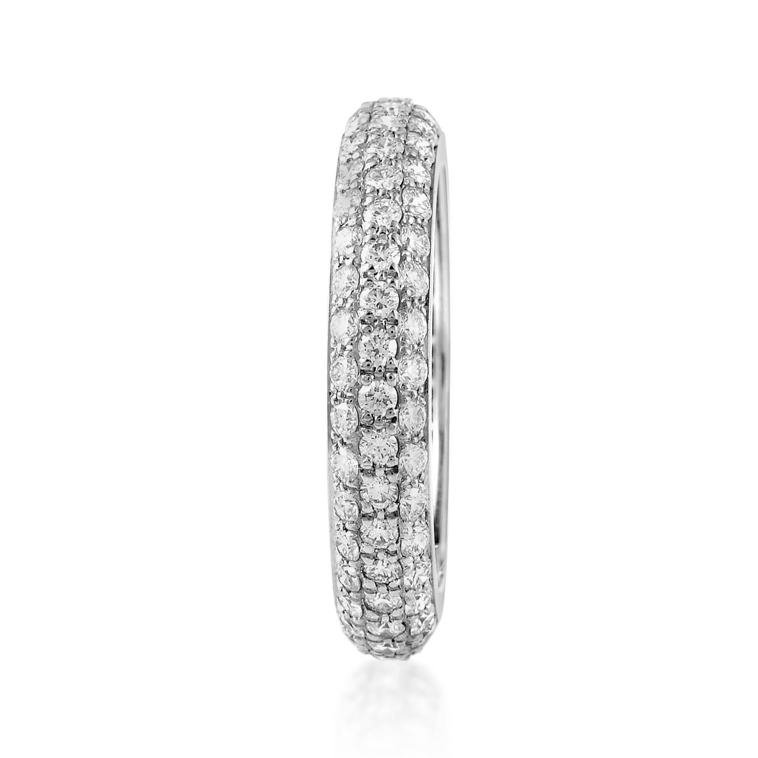 Cartier Platinum Diamond Pave Eternity Band In Excellent Condition In Southampton, PA