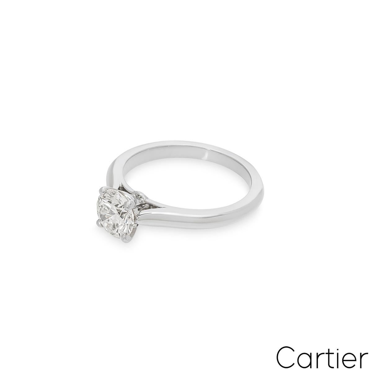 Cartier Platinum Diamond Solitaire 1895 Ring 1.21 Carat F/VVS1 In Excellent Condition For Sale In London, GB