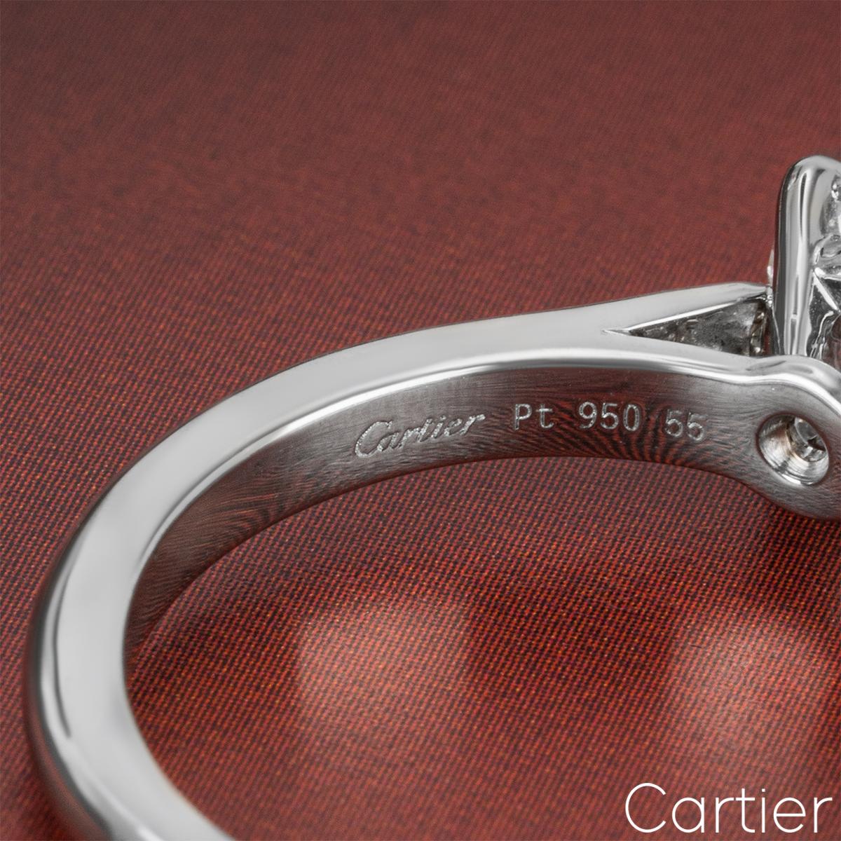 Round Cut Cartier Platinum Diamond Solitaire 1895 Ring 1.21 Carat F/VVS1 For Sale