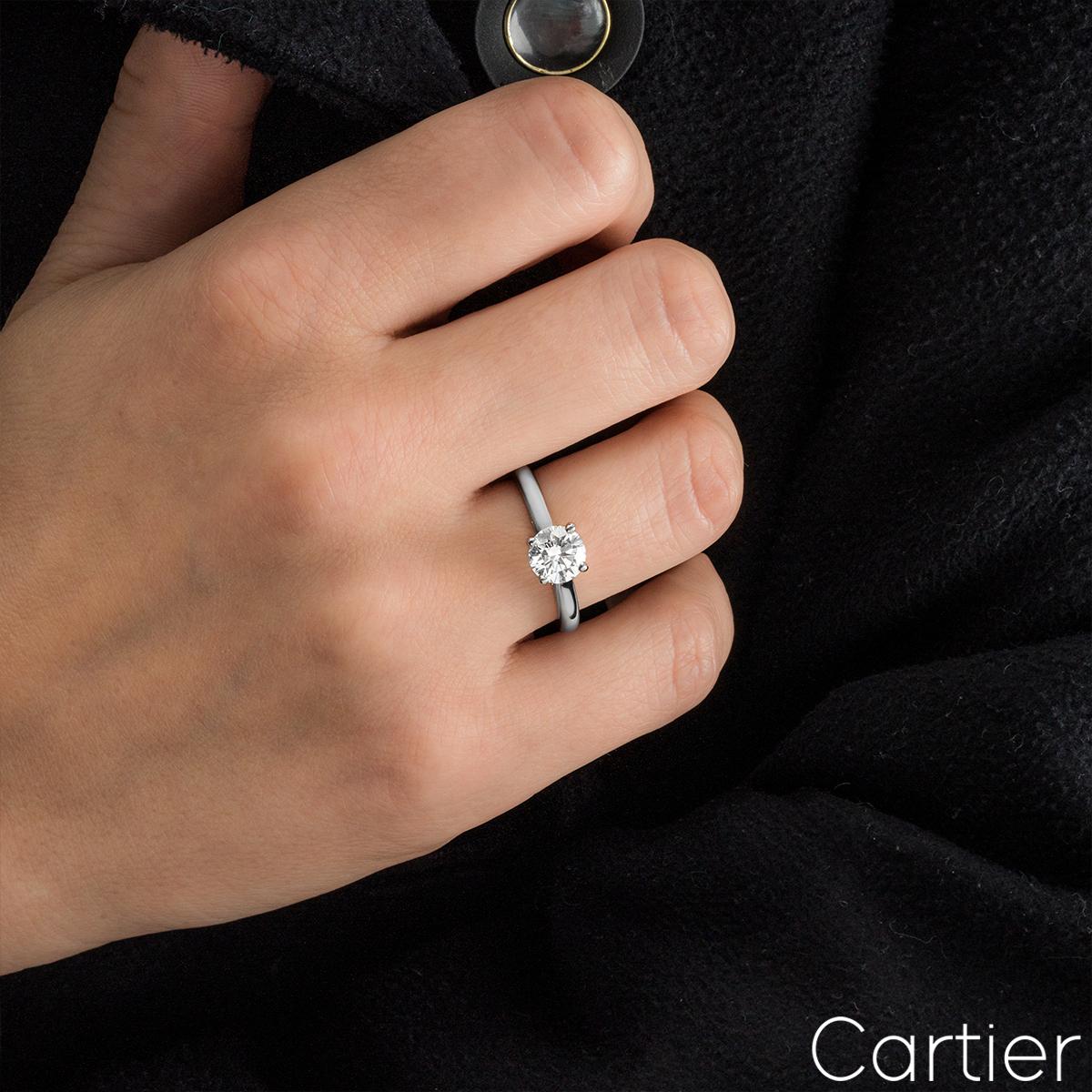 Cartier Platinum Diamond Solitaire 1895 Ring 1.21 Carat F/VVS1 In Excellent Condition For Sale In London, GB