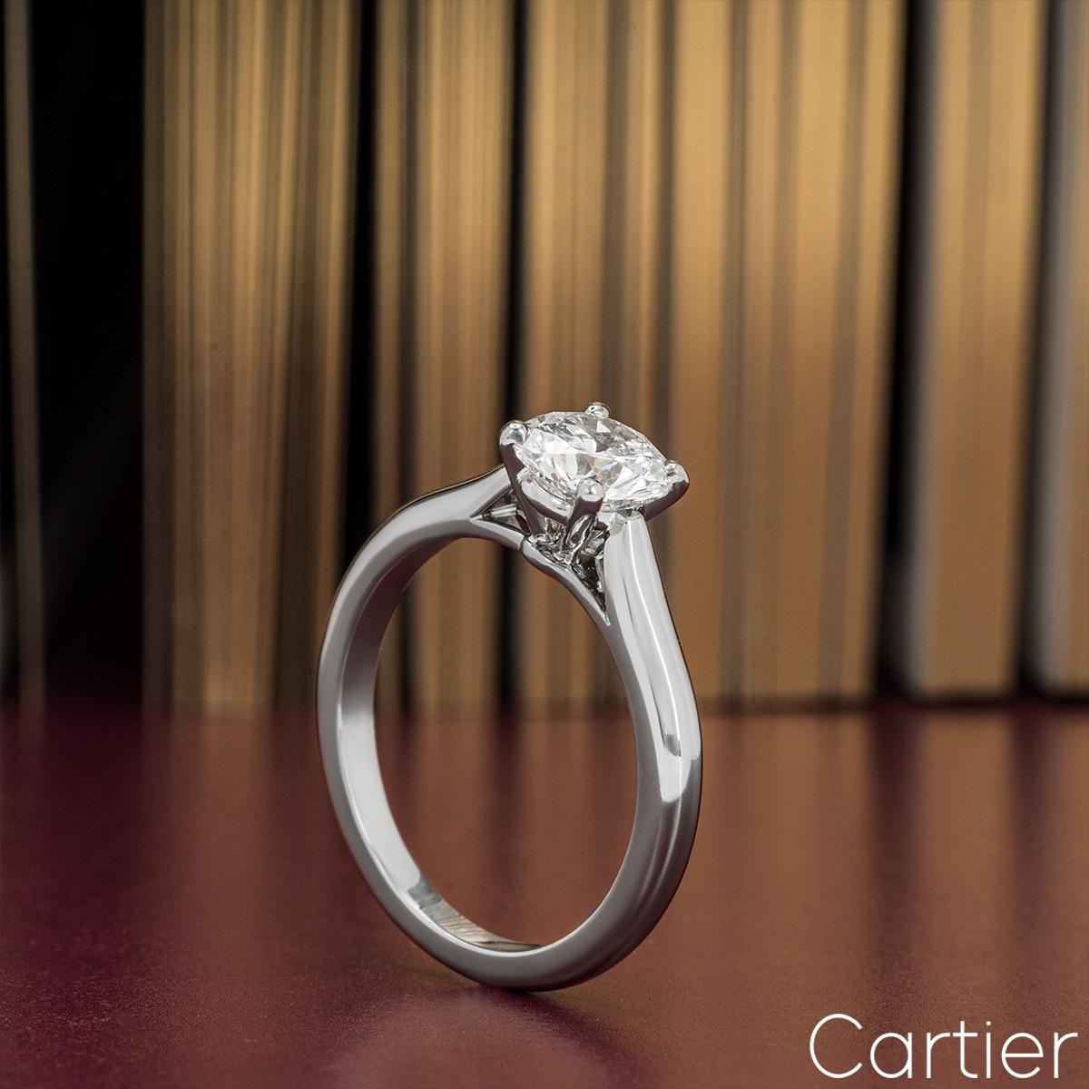 Cartier Platin Diamant Solitär 1895 Ring 1,21 Karat F/VVS1 im Angebot 3