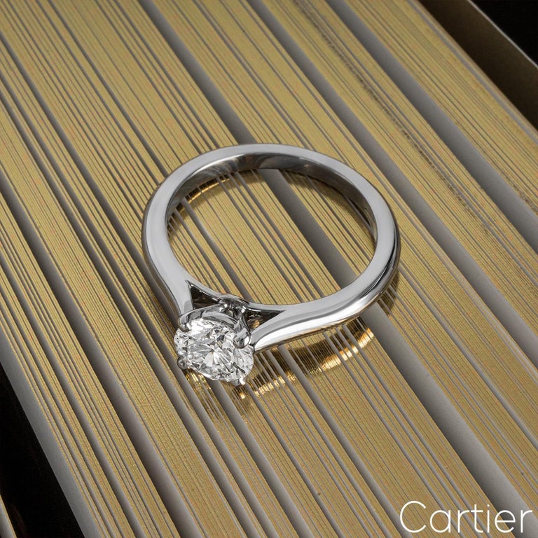 Cartier Platinum Diamond Solitaire 1895 Ring 1.21 Carat F/VVS1 at