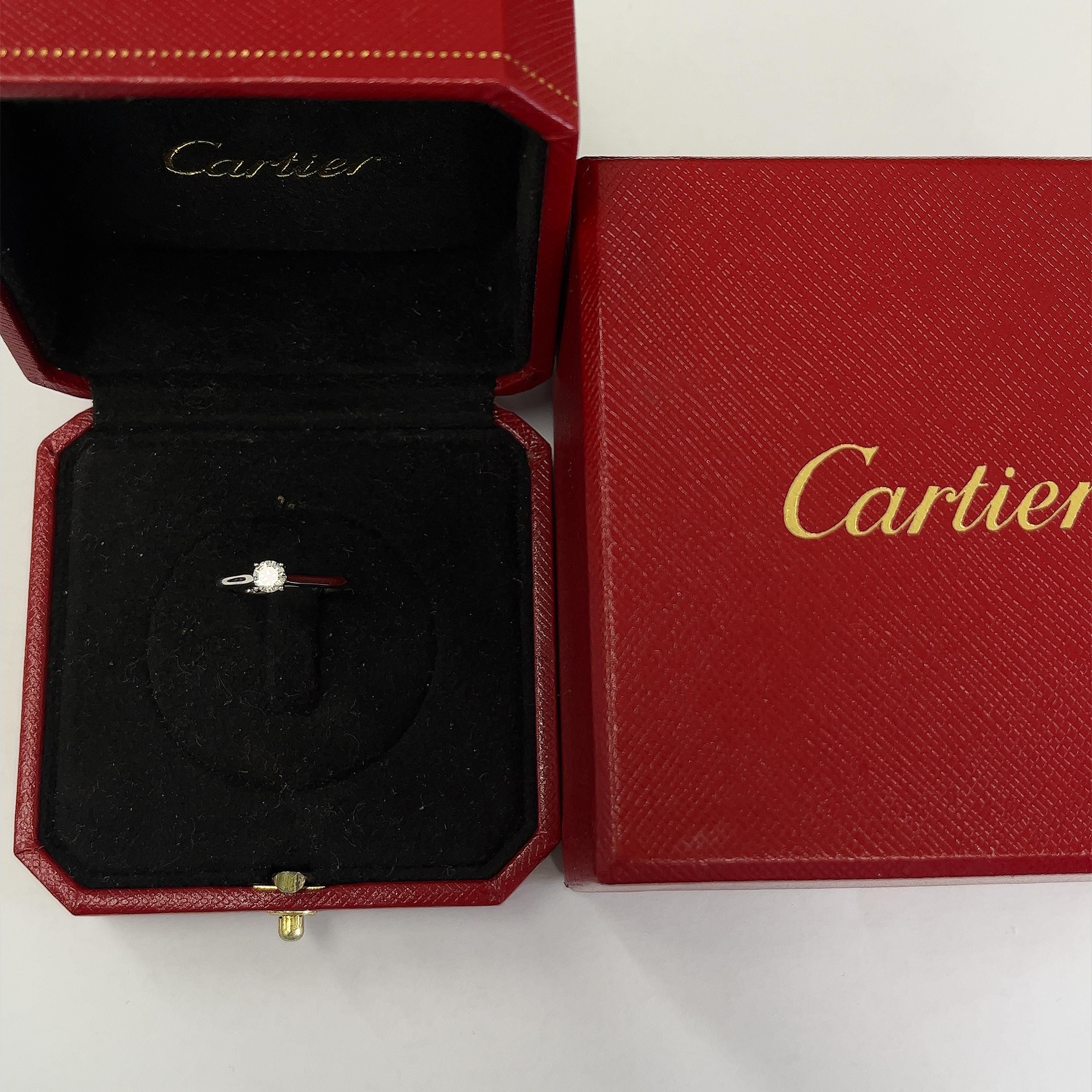 Cartier Platinum Diamond Solitaire Ring 0.24ct D/VVS1 GIA certified Diamond  For Sale 1