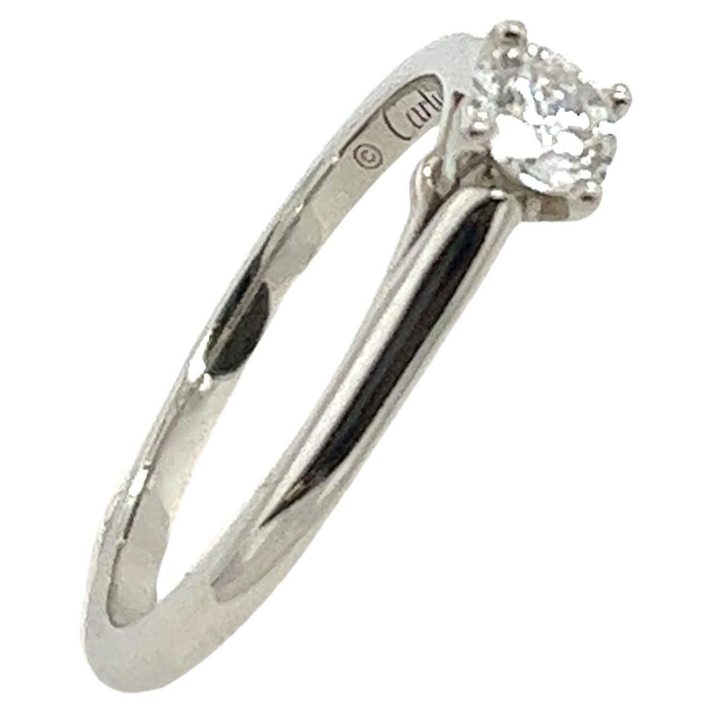 Cartier Platinum Diamond Solitaire Ring 0.24ct D/VVS1 GIA certified Diamond  For Sale