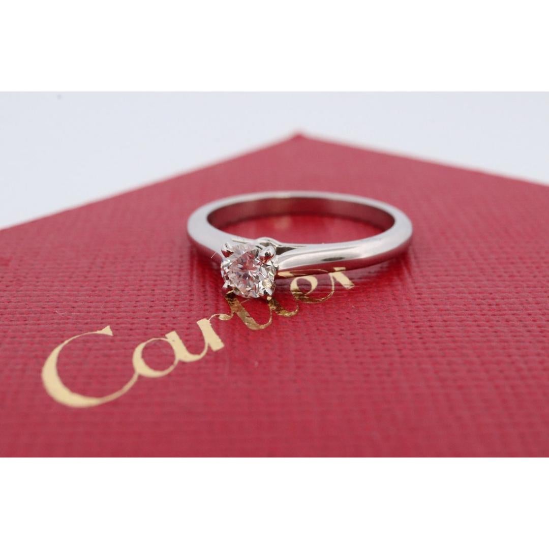 Cartier Platinum Diamond Solitaire ring. PT950 Genuine Diamond Engagement Ring For Sale 6