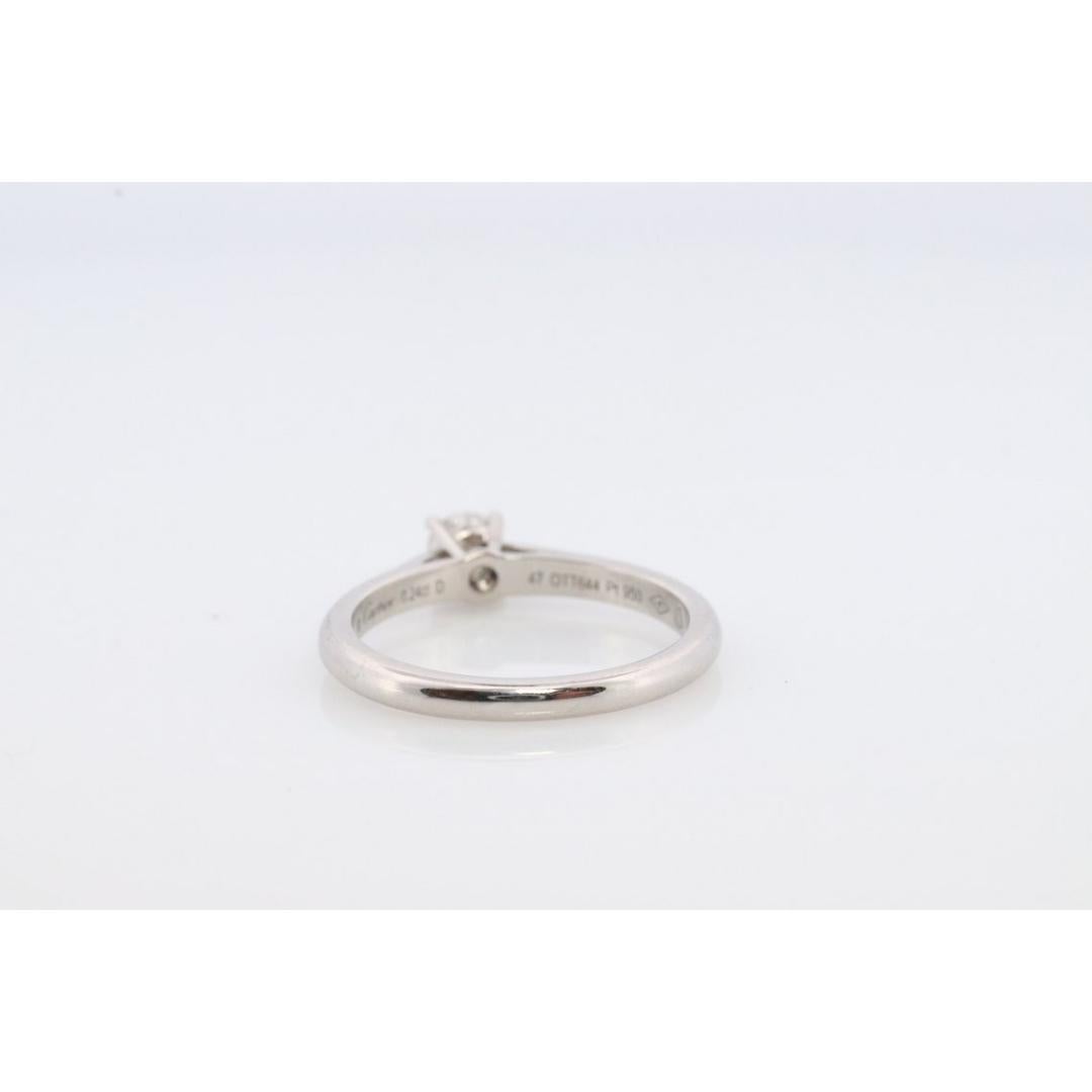 Vintage from the 1990s
Size: 4 1/4 US
Materials: Platinum
Gemstone: Diamond
Gem color: Colorless
Band color: White
Adjustable

Style: Art deco

Cartier 1895 Diamond Solitaire ring.

Beautiful Platinum Solitaire 0.24ct Diamond Engagement Ring.

High
