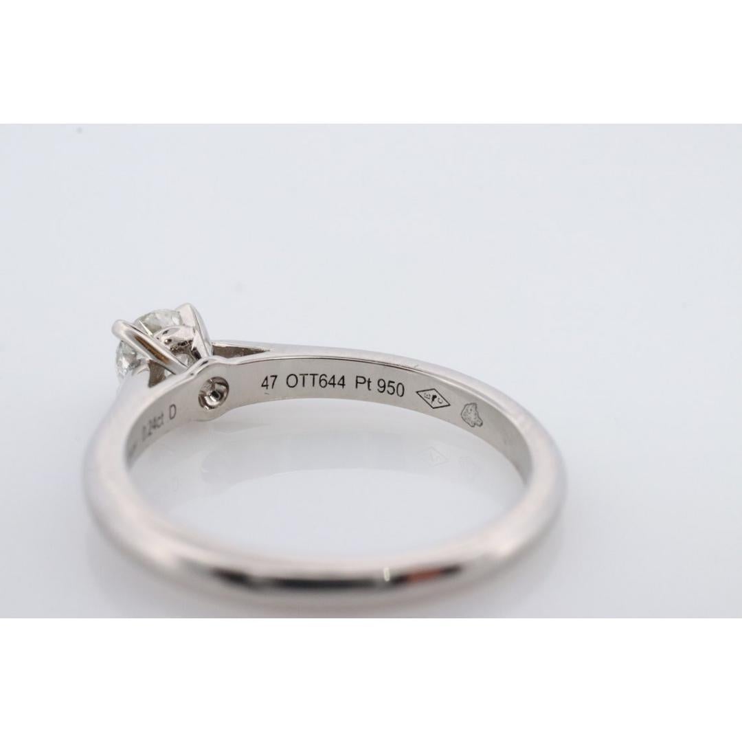 Women's Cartier Platinum Diamond Solitaire ring. PT950 Genuine Diamond Engagement Ring For Sale