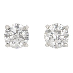 Cartier Platinum Diamond Stud 1895 Earrings 2.01 Carat F/VS1