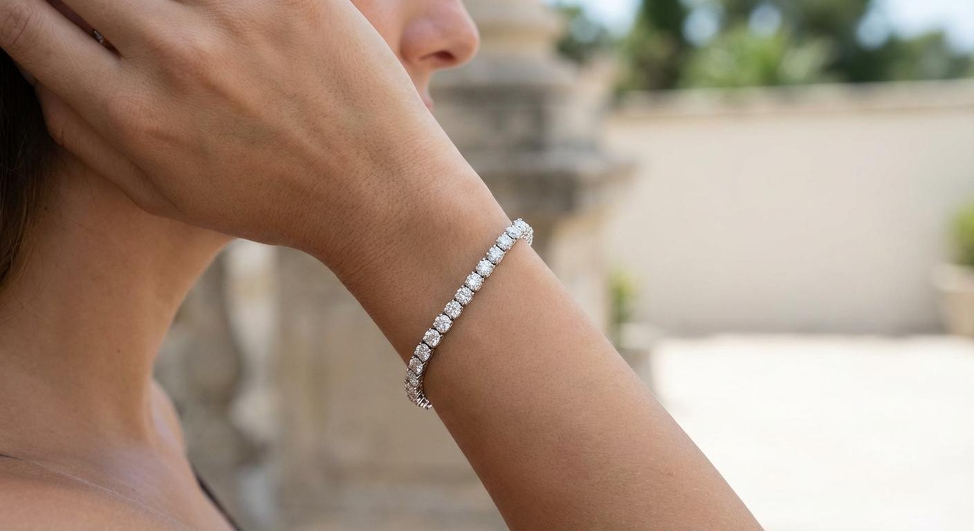 Contemporaneo Bracciale tennis con diamanti in platino di Cartier, peso totale 15 carati in vendita