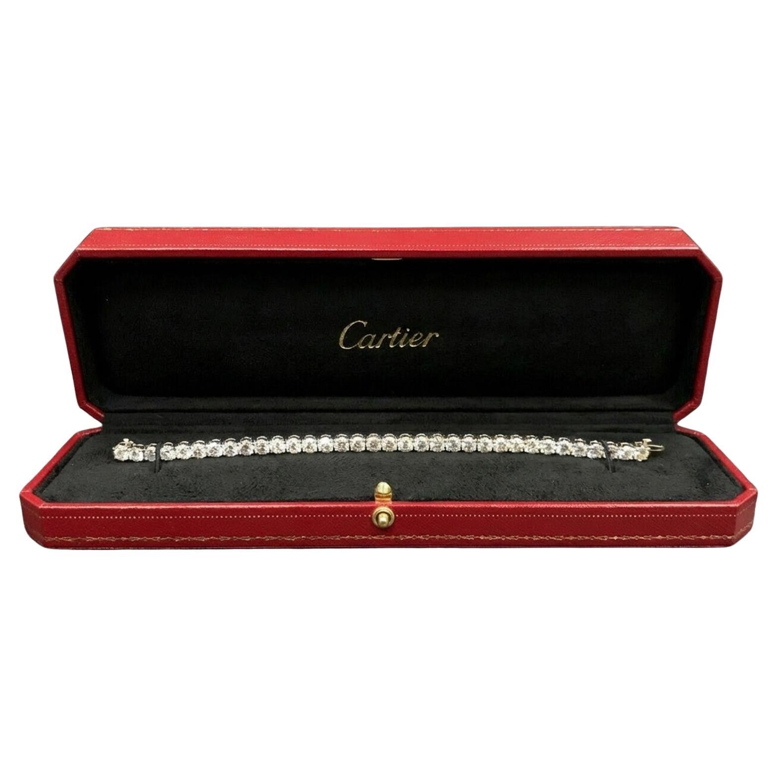 Pulsera de tenis de diamantes en platino Cartier, 15 quilates de peso total