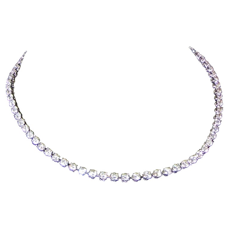 Cartier Platinum Diamond Tennis Line Necklace at 1stDibs