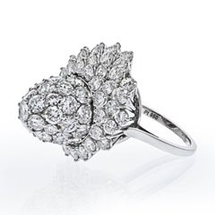 Cartier Platinum Diamond Tulip Vintage Ring