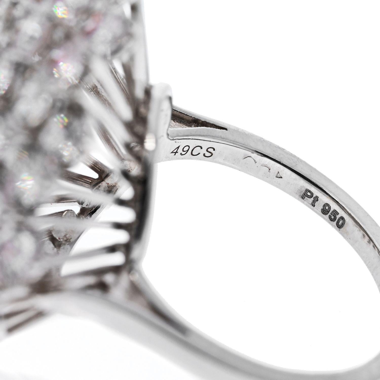 Cartier Platinum Diamond Tulip Vintage Ring In Excellent Condition For Sale In New York, NY