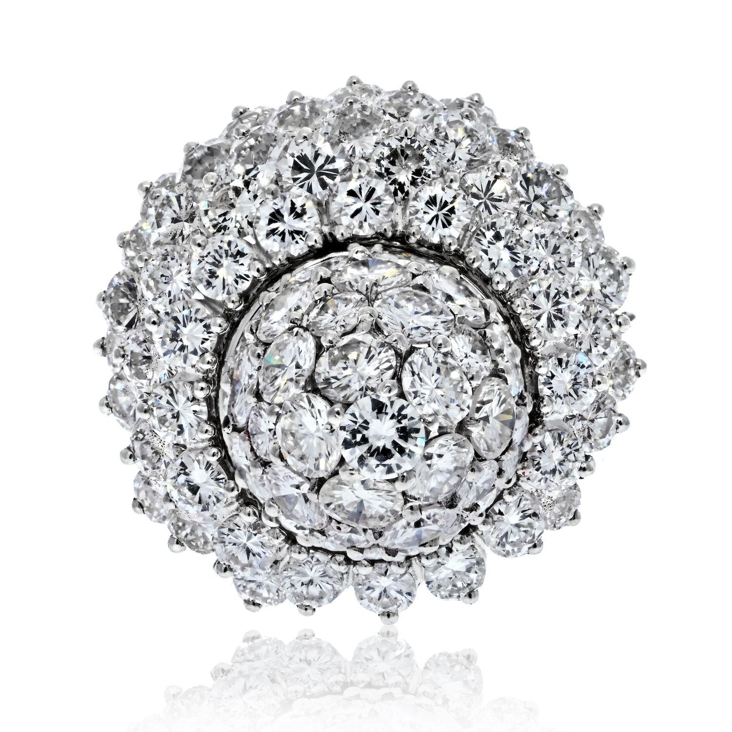 Women's or Men's Cartier Platinum Diamond Tulip Vintage Ring For Sale