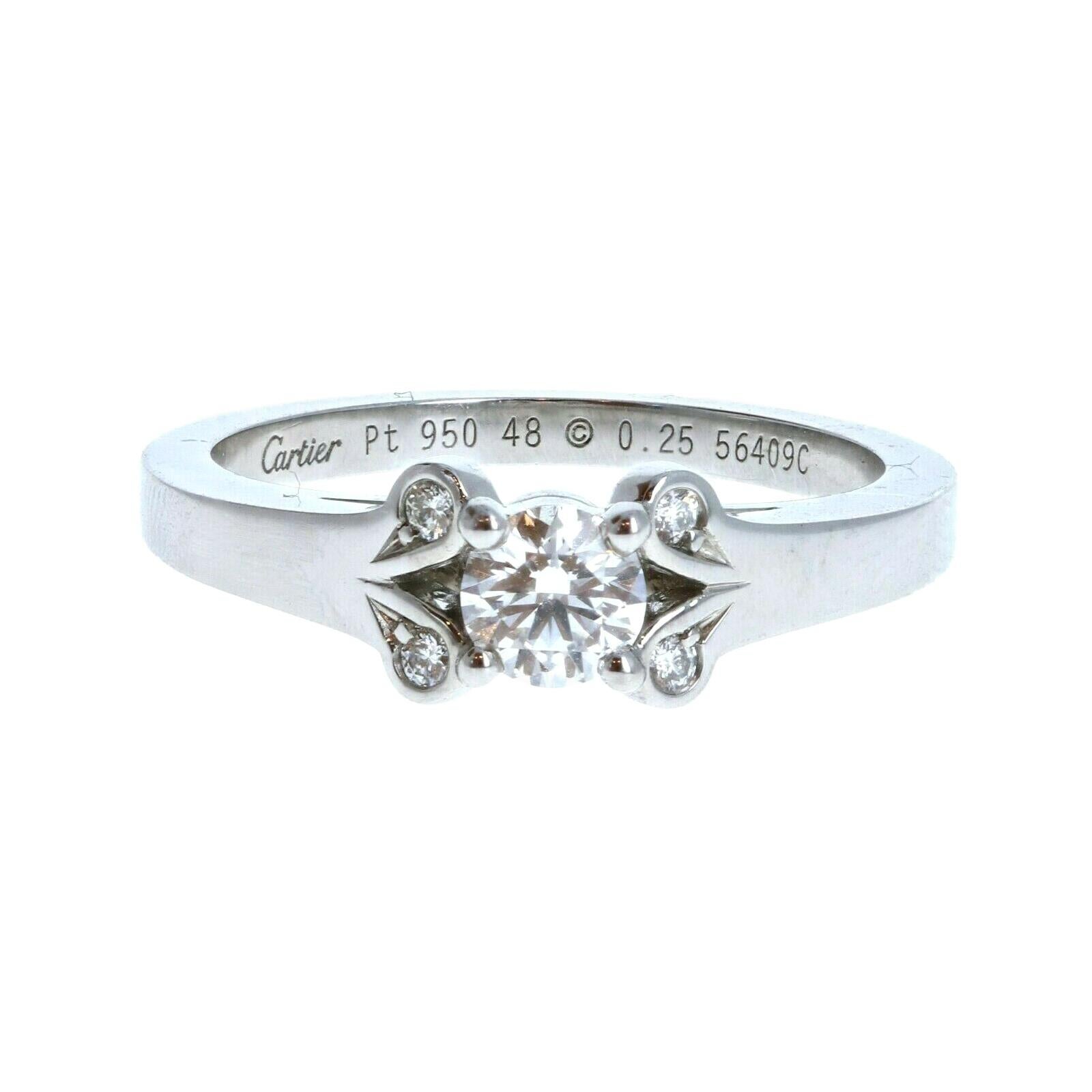 Cartier Platinum & Diamond Wedding Band Ring 0.25 For Sale
