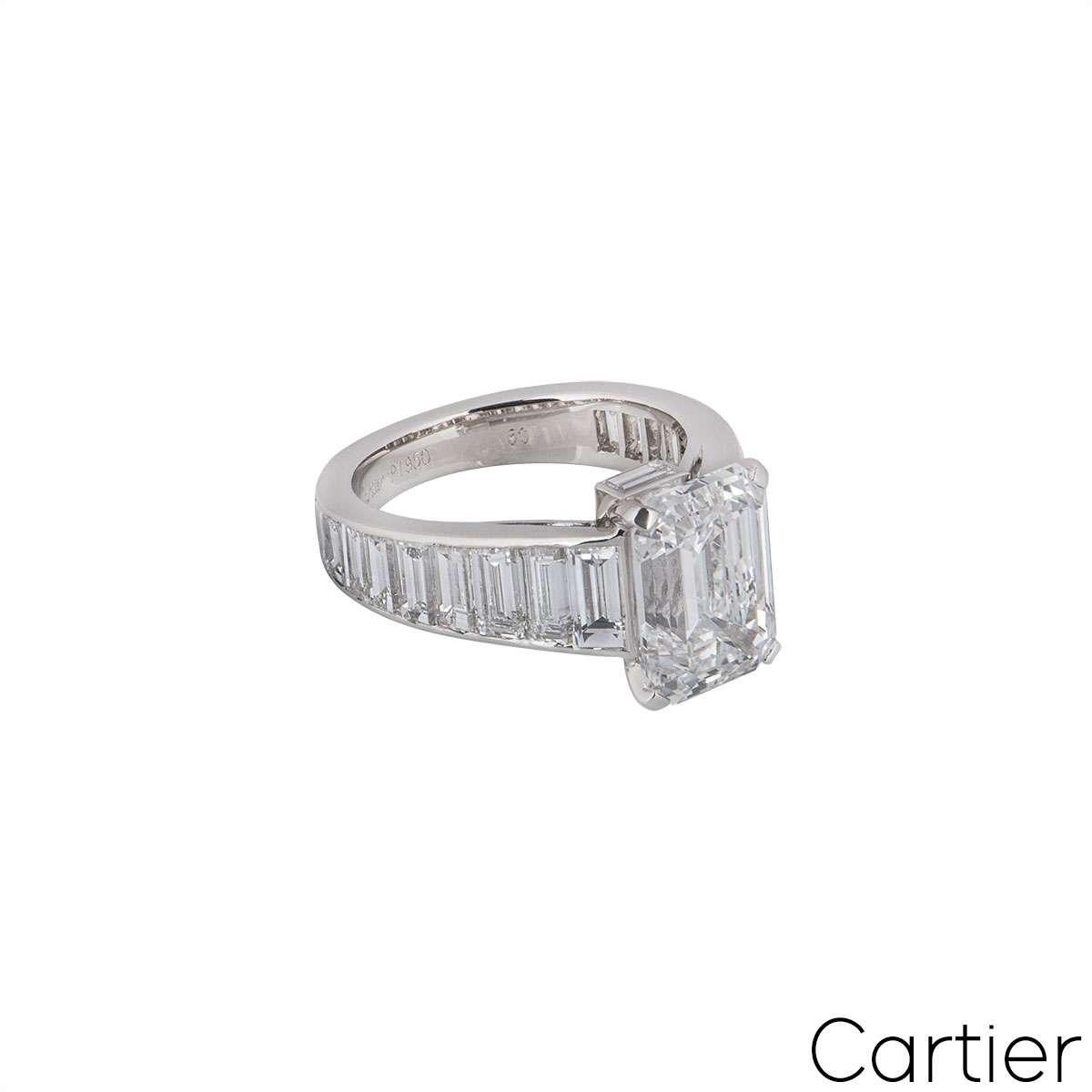 Cartier Platinum Emerald Cut Diamond Ring 4.12 Carat E/VVS2 GIA Certifiec In Excellent Condition In London, GB