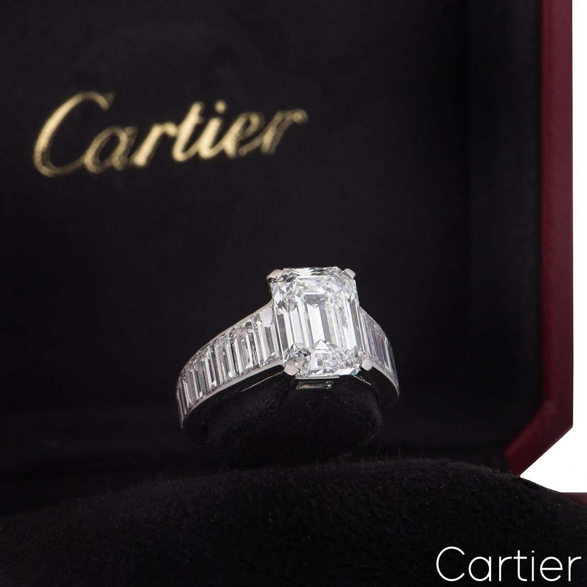 Cartier Platinum Emerald Cut Diamond Ring 4.12 Carat E/VVS2 GIA Certifiec 2