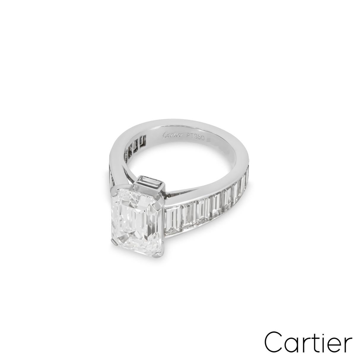 Cartier Platinum Emerald Cut Diamond Ring 4.12ct E/VVS2 GIA Certified In Excellent Condition In Mayfair, London, London