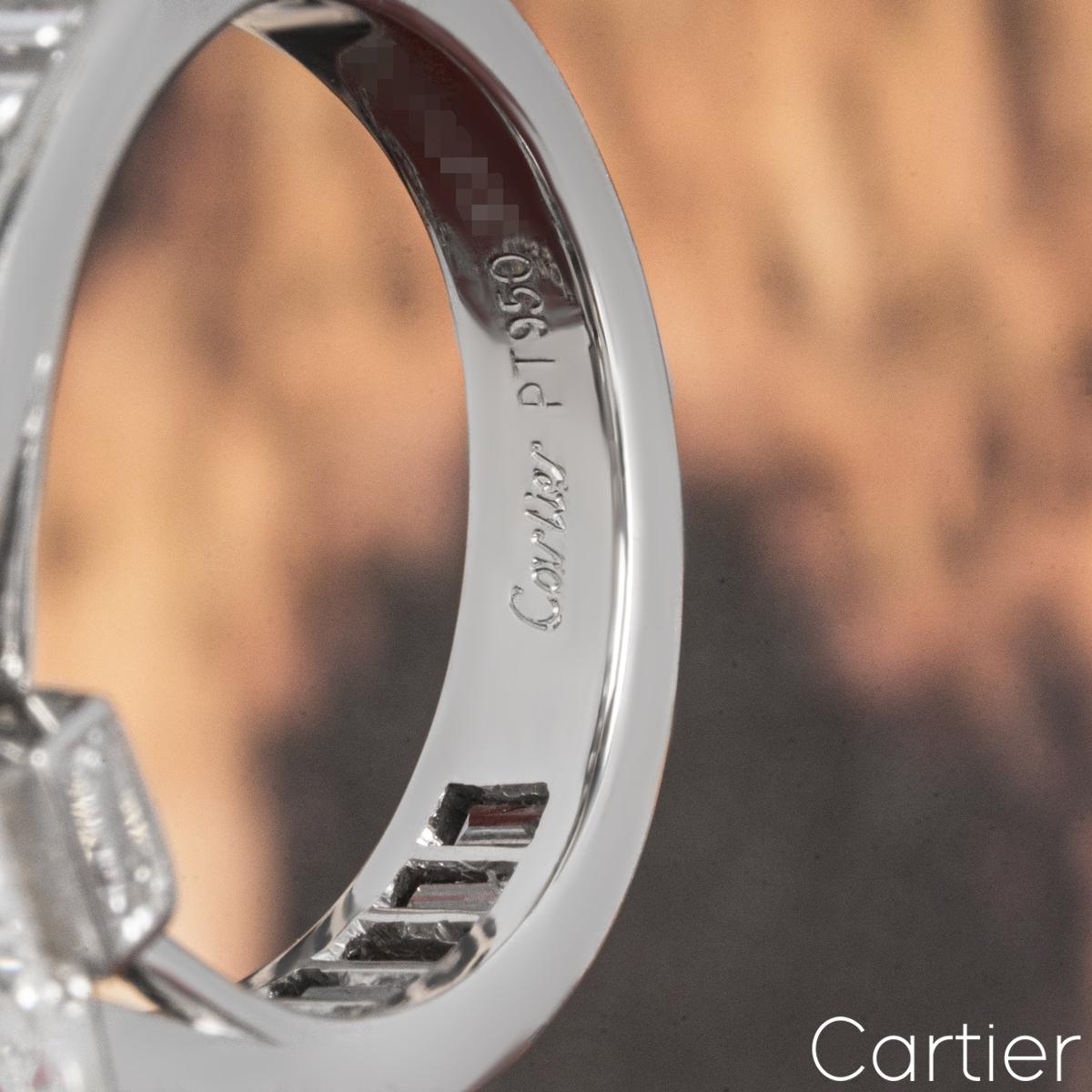 Women's Cartier Platinum Emerald Cut Diamond Ring 4.12ct E/VVS2 GIA Certified