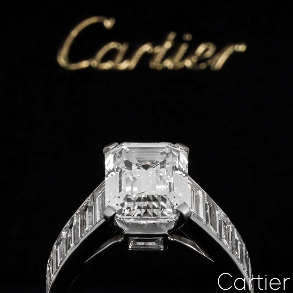 Cartier Platinum Emerald Cut Diamond Ring 4.12ct E/VVS2 GIA Certified 2