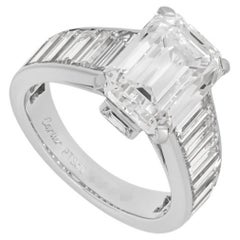 Cartier Platinum Emerald Cut Diamond Ring 4.12ct E/VVS2 GIA Certified